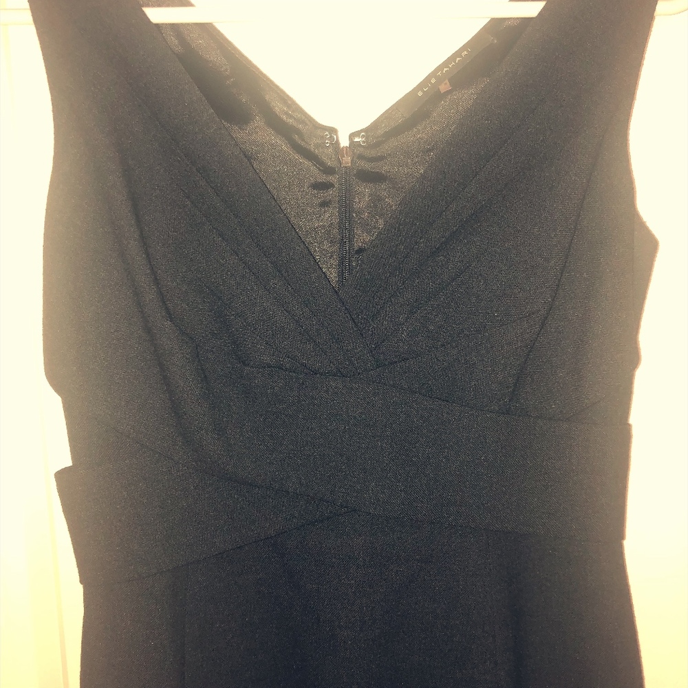 Classic Dark Grey Wool Elie Tahari Sheath Dress